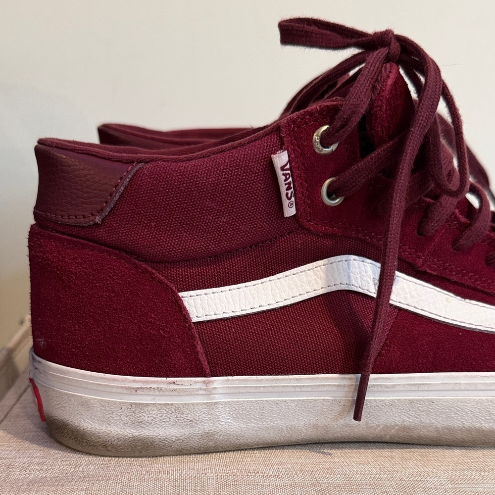 Vans Style 112 Mid Pro in Burgundy/White Shoes in Original Box - Picture 3 of 13